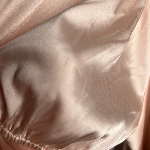 WAYF The Bea Faux Wrap V Neck Satin Maxi Formal Gown Women's Size Medium - Picture 4 of 8